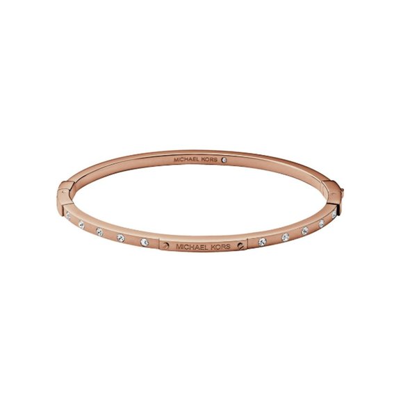 NWT Michael Kors Rose Gold Plaque Bangle Bracelet - Picture 1 of 3